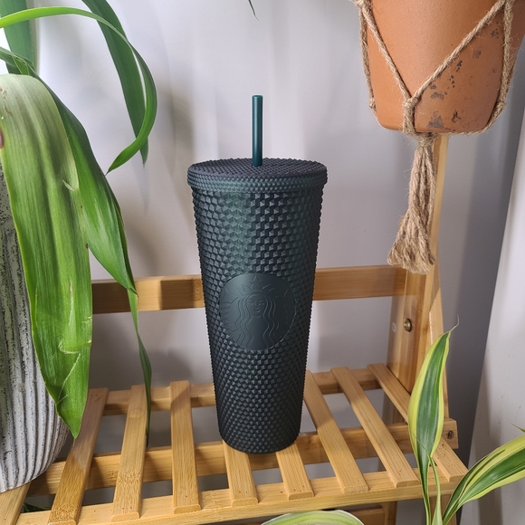 NEW 2022 Starbucks matte dark green studded tumbler 24 oz - Picture 2 of 6